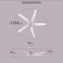 Hot Sale 🥰 Australia Only - Mercator 135cm White 5 Blades Gladis Ceiling Fan With Tricolour LED 🧨 -Metal Mate Shop 8db68bfef2dc4e198cb74fbf081f99c7
