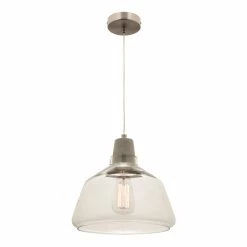 Promo 🔥 Mercator 240V Laya Pendant Light Large - Concrete/Glass Clear, Concrete - To Australia ⭐