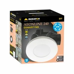Best Pirce 🛒 Australia Only - Mercator 240mm White Plug-In Round Exhaust Fan With Tri-Colour LED Light 🤩 -Metal Mate Shop b81560aea12046f980010d060b28ded7