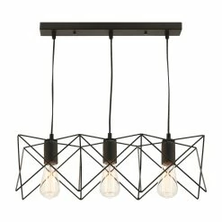 Promo 🔔 Australia Only - Mercator 240V 3 Light Matt Black Prism Vista Pendant Light 👏