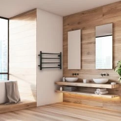 Hot Sale 🥰 Australia Only - Mercator 60W Matte Black Yarra 4 Bar Heated Towel Rail 🔔 -Metal Mate Shop fb1f212b5e4245db82643bdfc49fb222