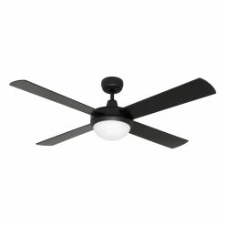 Discount 🔔 Australia Sale - Mercator 130cm Black 4 Blade Grange Ceiling Fan With Light ✔️